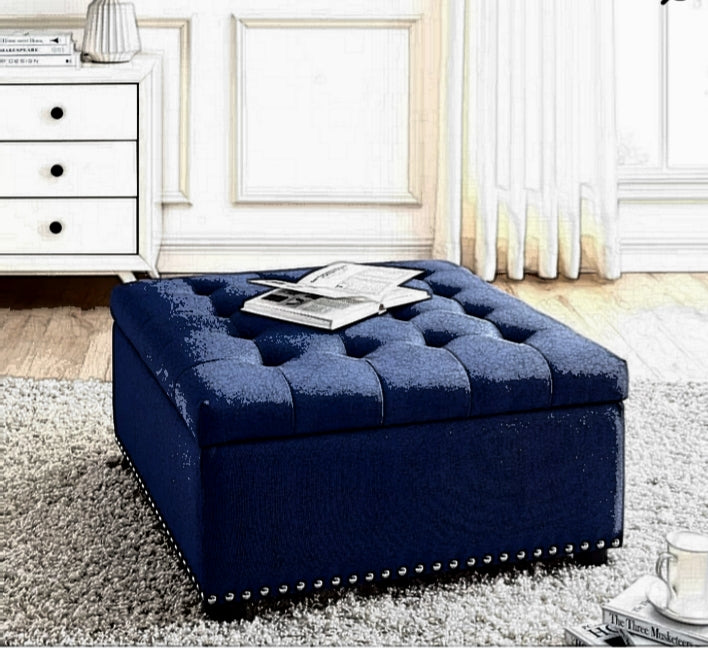 Blue Square Ottoman