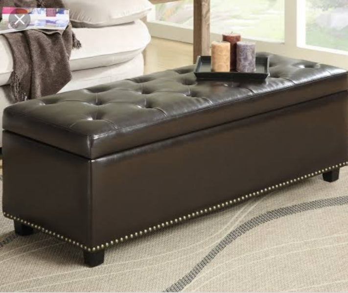 Brown Leather Ottoman