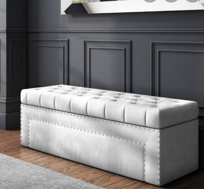 Silver Grey Studded Ottoman