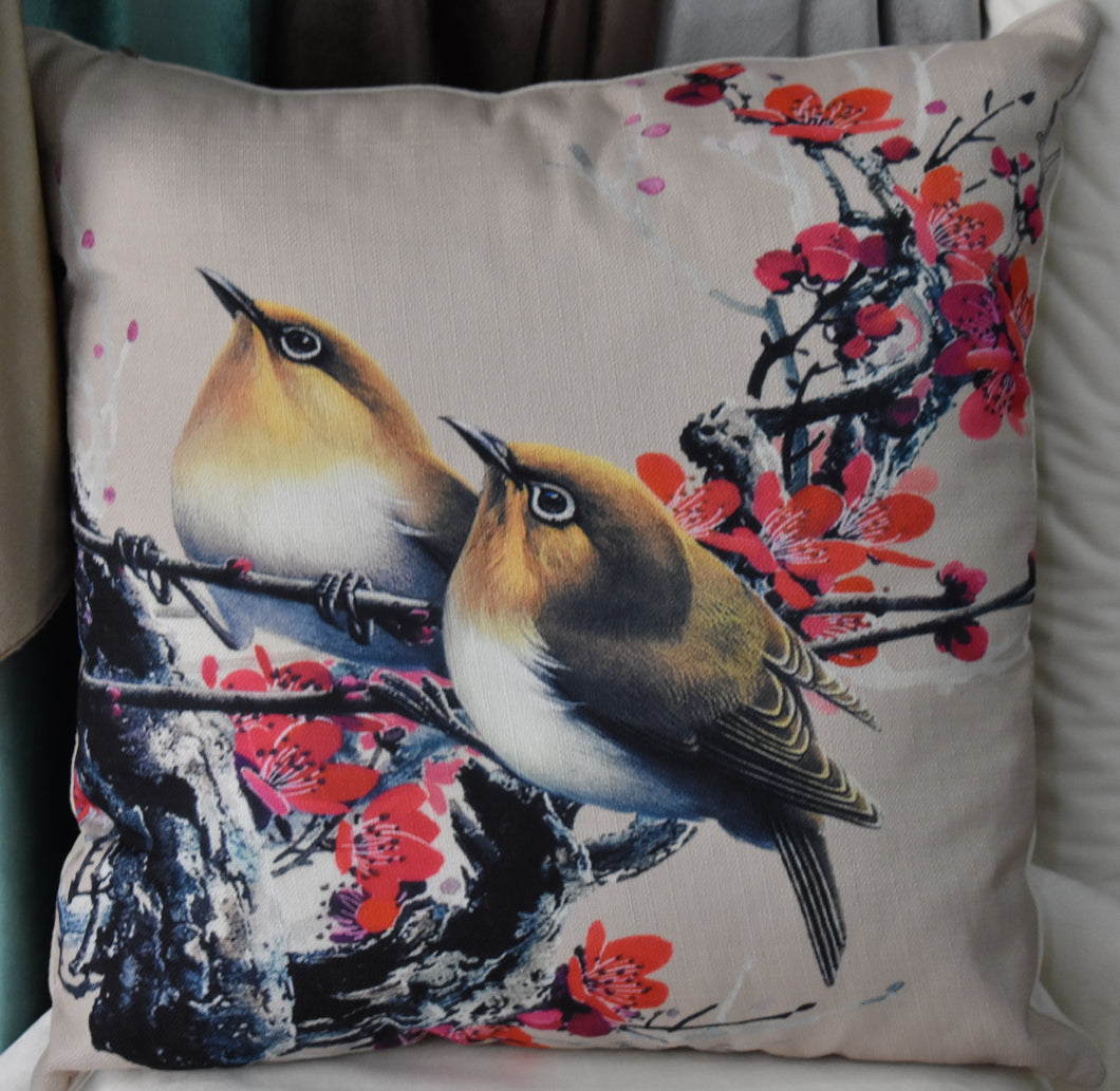 Twin birds cushion cover